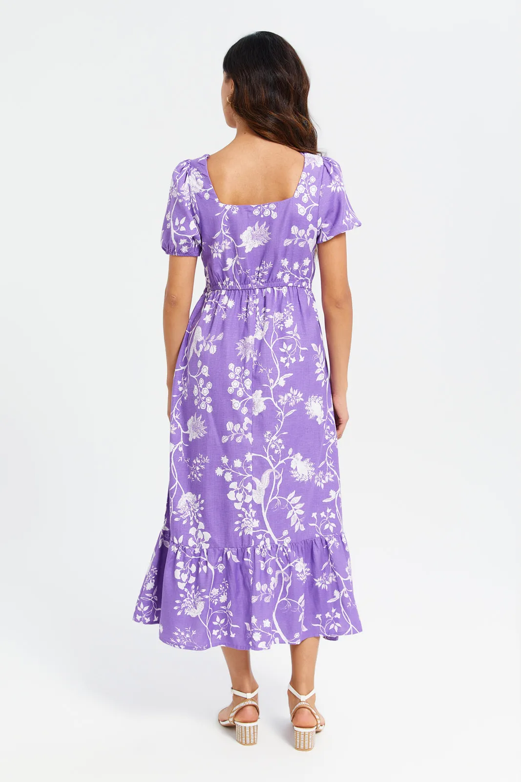 Women Lilac Printed Maxi Dress