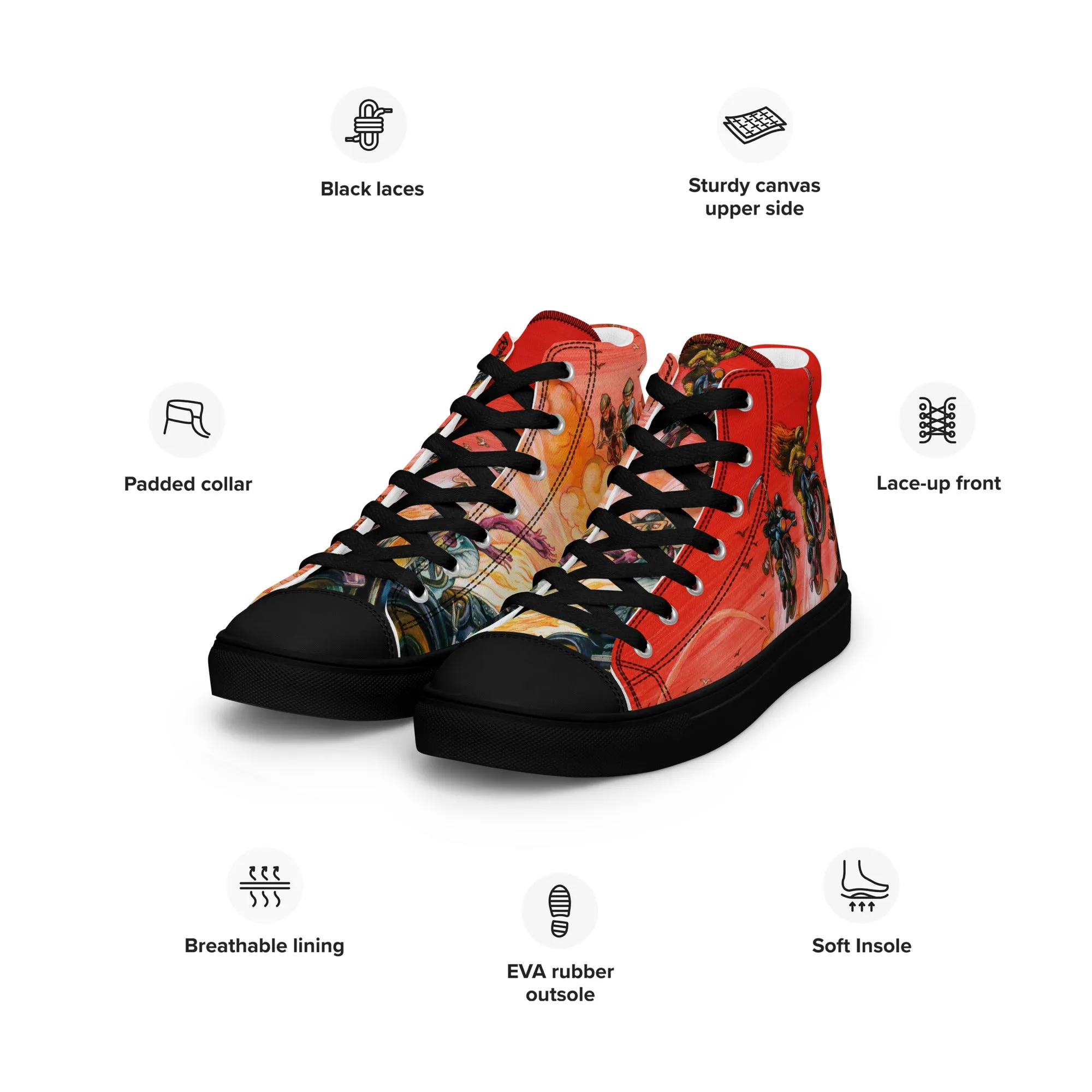 Women’s Good Omens High Top Canvas Shoes - Free Shipping *US SIZES SHOWN! USE CHART!